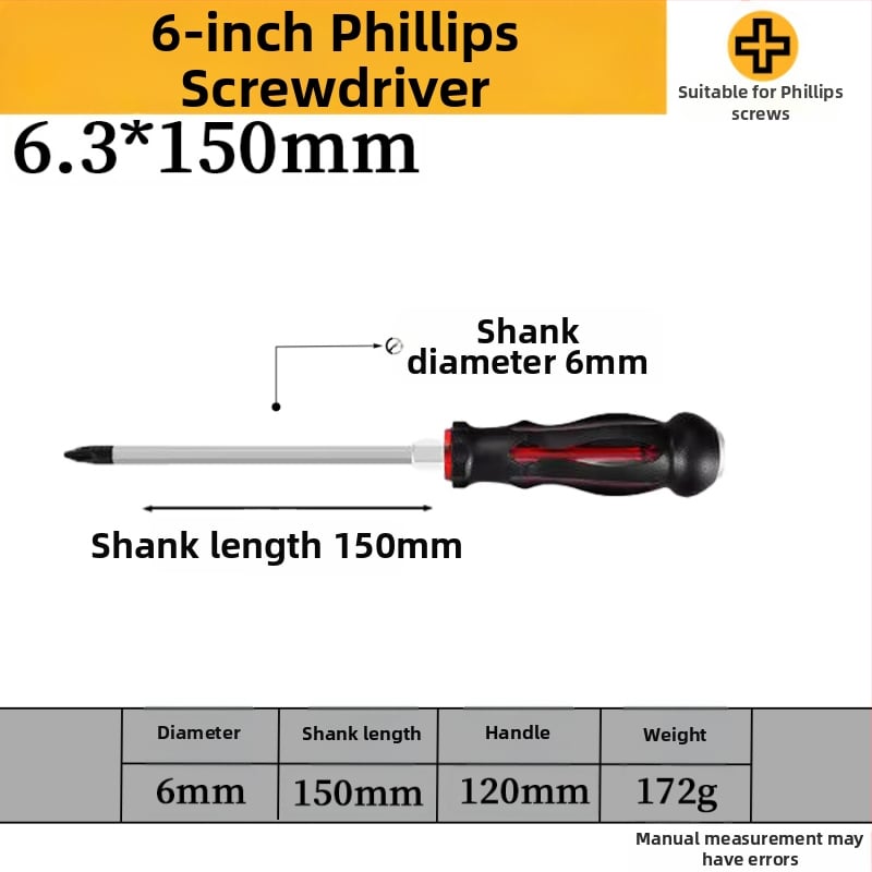 Комплект отвертки с магнит от хром-ванадиева стомана, кръстова и плоска глава, дръжка PP/TPR