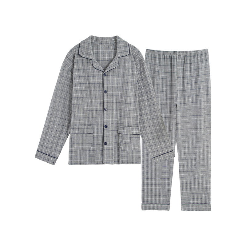 Pidžama set od pamuka s kardiganom – lagana tkanina, rever ovratnik, dugi rukavi