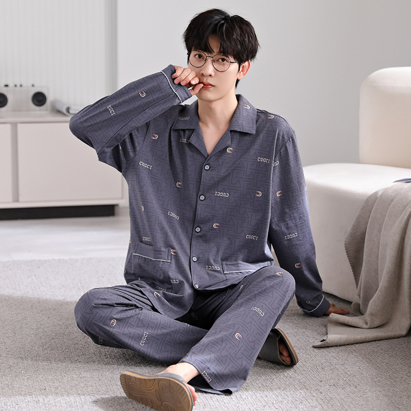 Pidžama set od pamuka s kardiganom – lagana tkanina, rever ovratnik, dugi rukavi