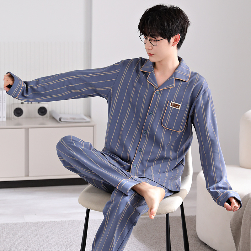 Pidžama set od pamuka s kardiganom – lagana tkanina, rever ovratnik, dugi rukavi