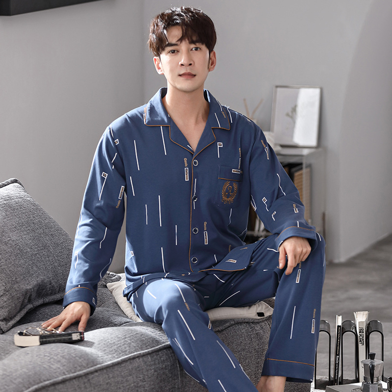 Pidžama set od pamuka s kardiganom – lagana tkanina, rever ovratnik, dugi rukavi