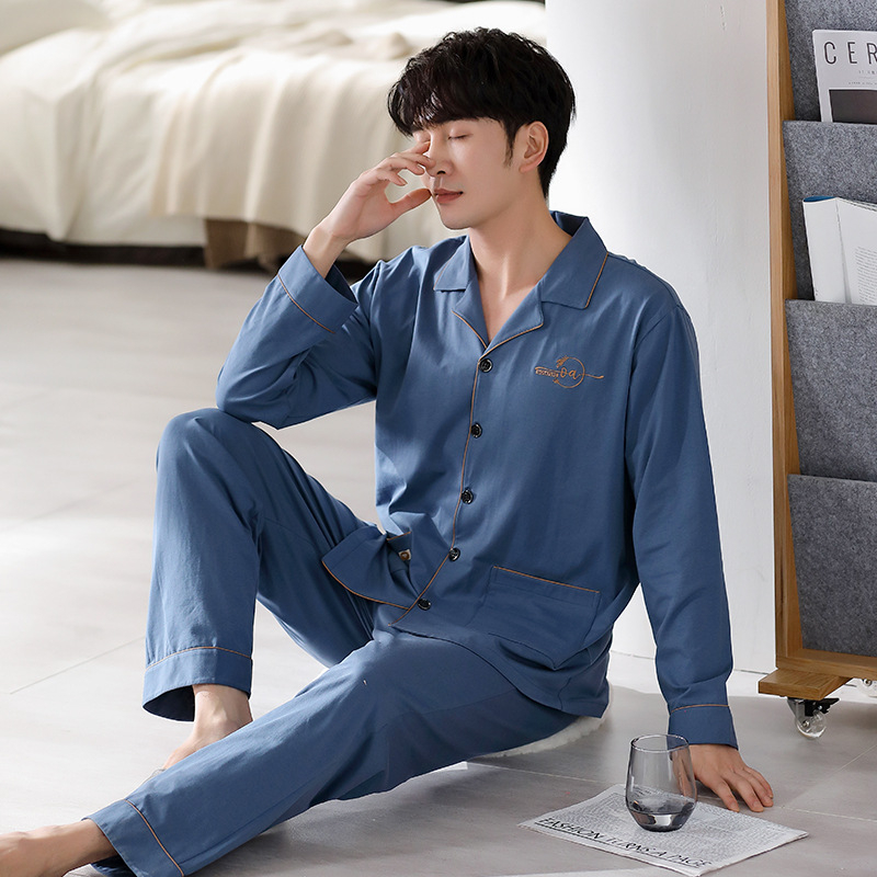 Pidžama set od pamuka s kardiganom – lagana tkanina, rever ovratnik, dugi rukavi