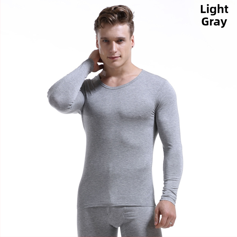 Pánsky dlhý rukáv top z modal, kruhový výstrih, jednobarevný, 95% modal, hmotnosť 181-200 g/m2