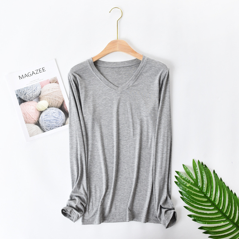 Vyrų modalinis ilgomis rankovėmis marškinėliai su apvalia kakleliu, vienos spalvos, 95% modal, svoris 181–200 g/m2