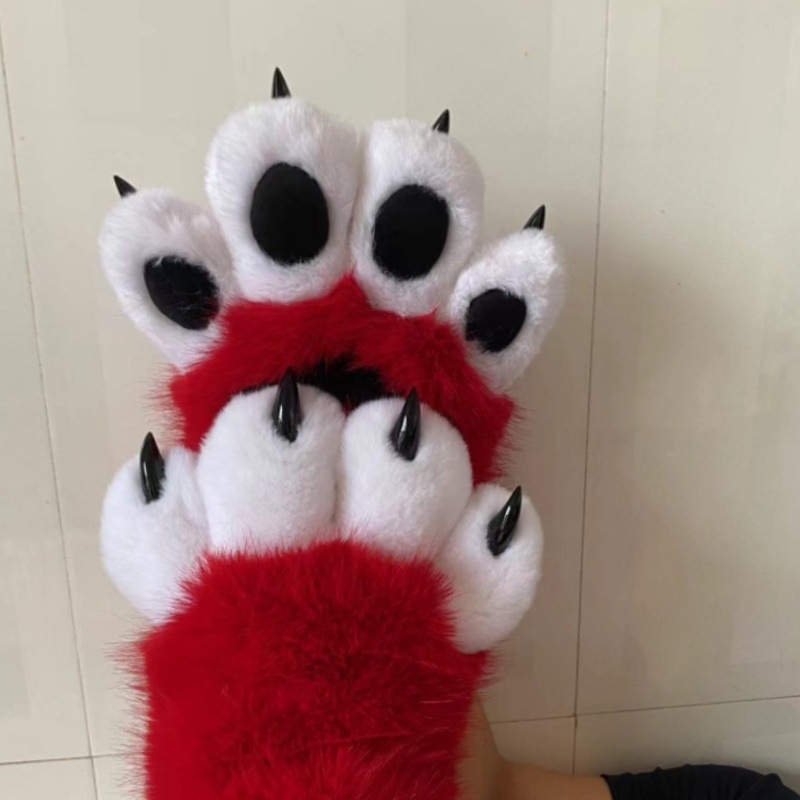 Plišane rukavice s mačjim šapama, sa piskavim zvukom, cosplay rekvizit za odrasle