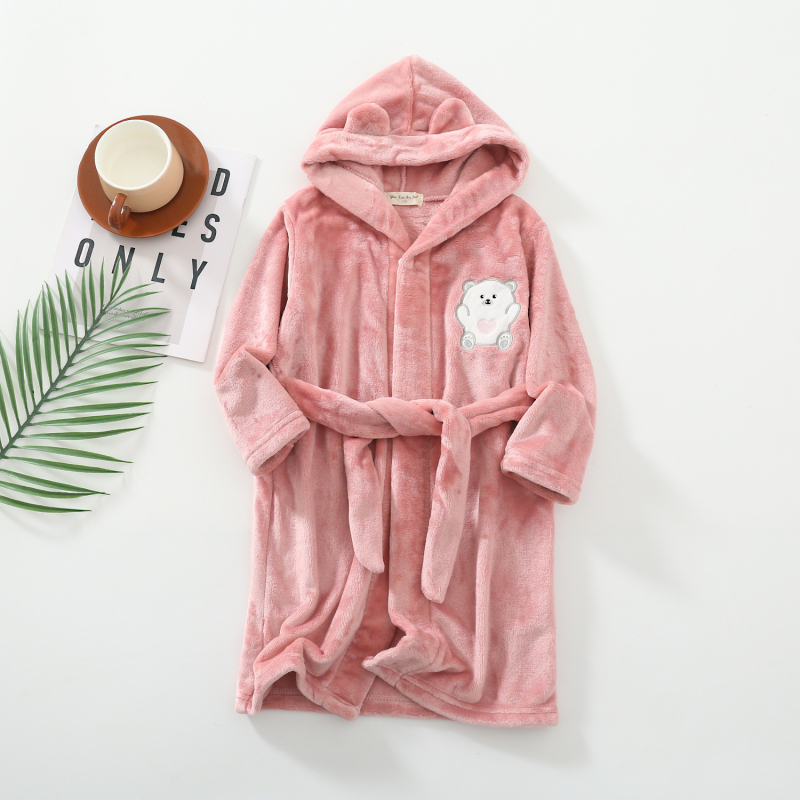 Универсален детски халат с качулка от фланел, 60% памук, шарка животни/карикатури, запазва топлината, пролетно-есенна версия 2025, за деца 3–8 години