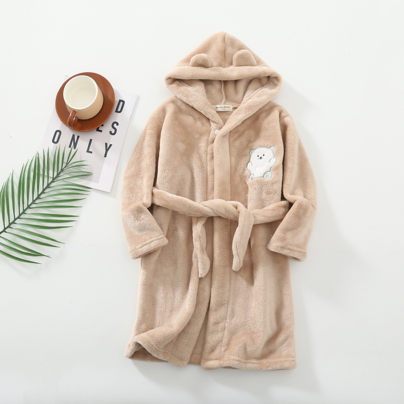Универсален детски халат с качулка от фланел, 60% памук, шарка животни/карикатури, запазва топлината, пролетно-есенна версия 2025, за деца 3–8 години