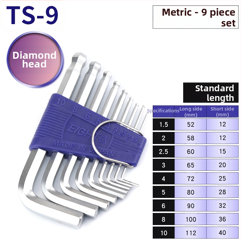 Bailey súprava vnútorných šesťuholníkových kľúčov, 8 dielov, modely TTR-S7/TTR-S9, SVCM+ materiál, elektroplatovanie