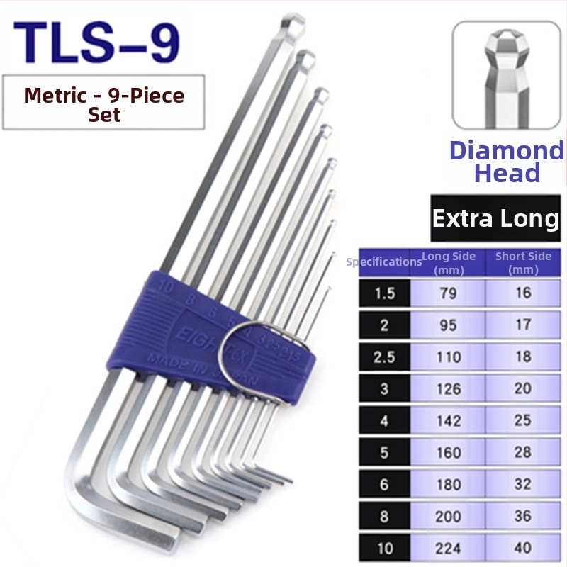 Bailey súprava vnútorných šesťuholníkových kľúčov, 8 dielov, modely TTR-S7/TTR-S9, SVCM+ materiál, elektroplatovanie