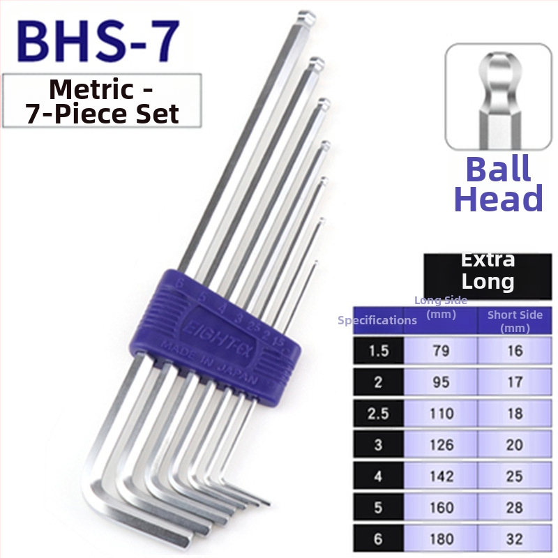 Bailey súprava vnútorných šesťuholníkových kľúčov, 8 dielov, modely TTR-S7/TTR-S9, SVCM+ materiál, elektroplatovanie