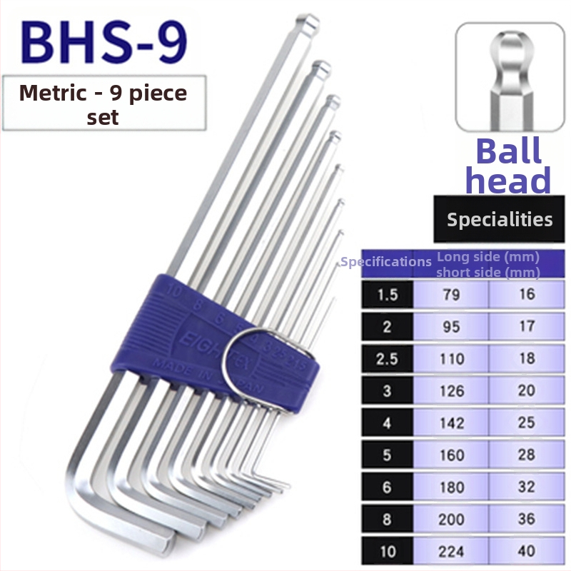 Bailey súprava vnútorných šesťuholníkových kľúčov, 8 dielov, modely TTR-S7/TTR-S9, SVCM+ materiál, elektroplatovanie
