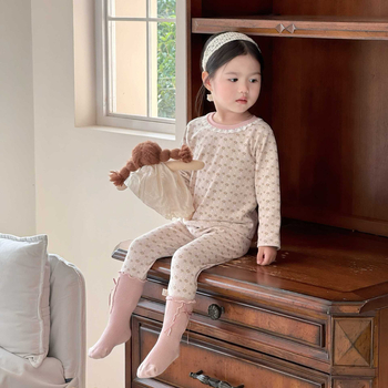 Детски есенно-зимен двучастков комплект домашно облекло: 95% памук, пухкав мек плат, унисекс, за деца 3–8 години, антистатик и антибактериално