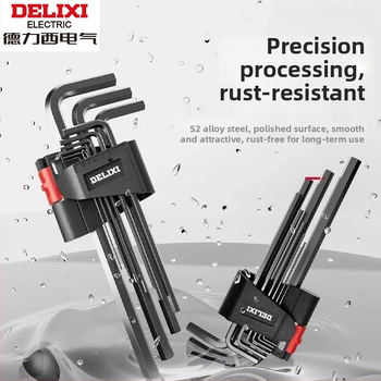 Delixi sada imbusových kľúčov, zliatina, vnútorný šesťuholník, vysoký krútiaci moment