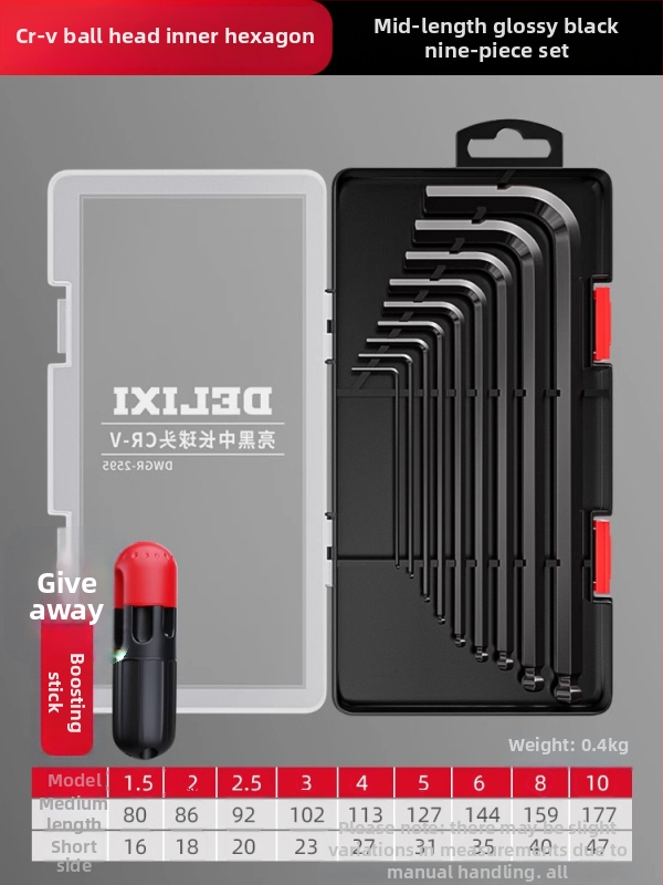 Delixi sada imbusových kľúčov, zliatina, vnútorný šesťuholník, vysoký krútiaci moment