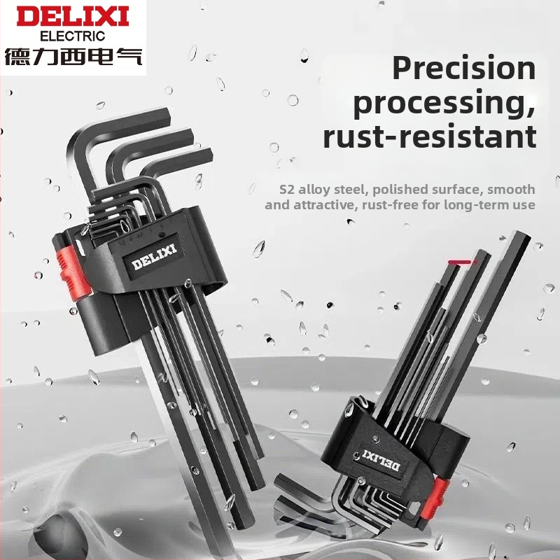 Delixi sada imbusových kľúčov, zliatina, vnútorný šesťuholník, vysoký krútiaci moment