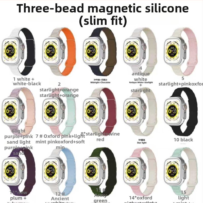 Magnetický silikónový remienok pre Apple Watch — magnetická spona, prispôsobiteľná veľkosť rozhrania