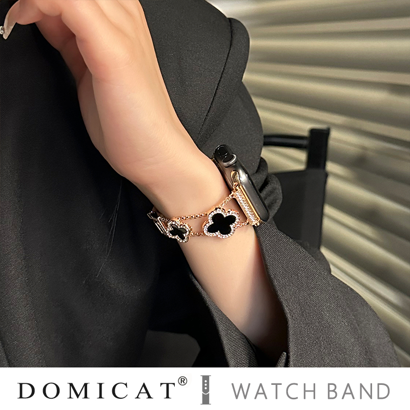 Gucini nerūdijančio plieno laikrodžio dirželis su keturių lapų dobilo motyvu Apple Watch, 20/22 mm, 45 g