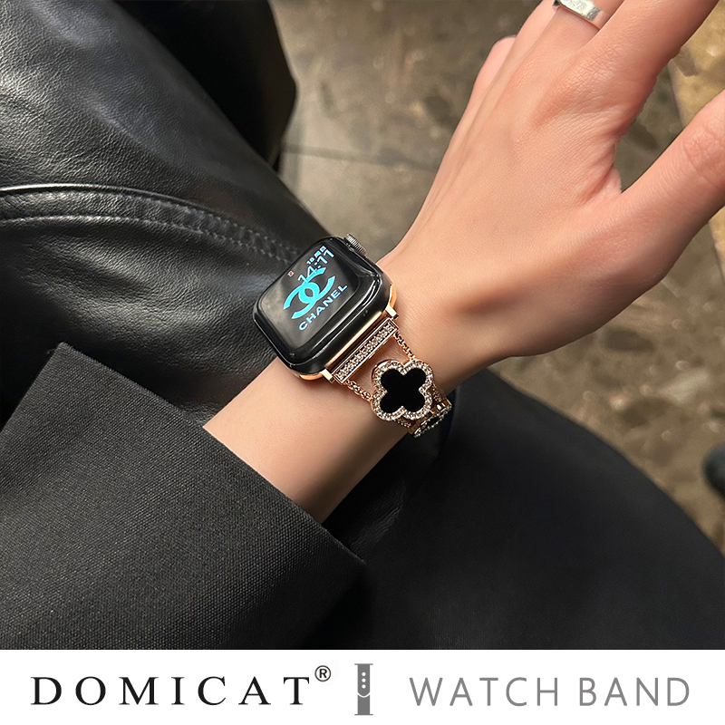 Gucini nerūdijančio plieno laikrodžio dirželis su keturių lapų dobilo motyvu Apple Watch, 20/22 mm, 45 g