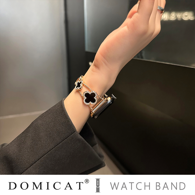 Gucini nerūdijančio plieno laikrodžio dirželis su keturių lapų dobilo motyvu Apple Watch, 20/22 mm, 45 g