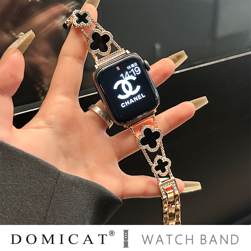 Gucini nerūdijančio plieno laikrodžio dirželis su keturių lapų dobilo motyvu Apple Watch, 20/22 mm, 45 g