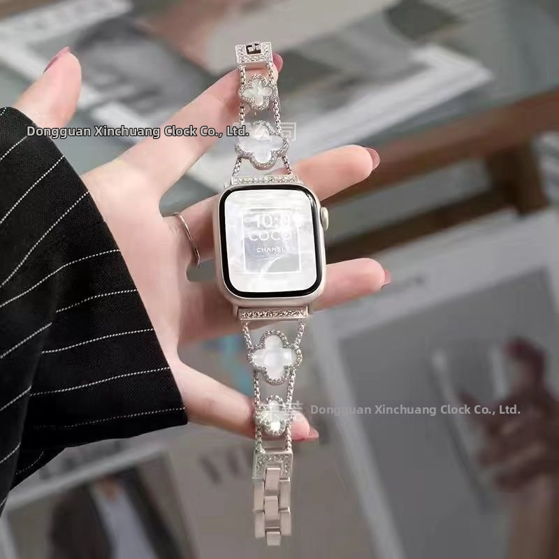 Gucini nerūdijančio plieno laikrodžio dirželis su keturių lapų dobilo motyvu Apple Watch, 20/22 mm, 45 g