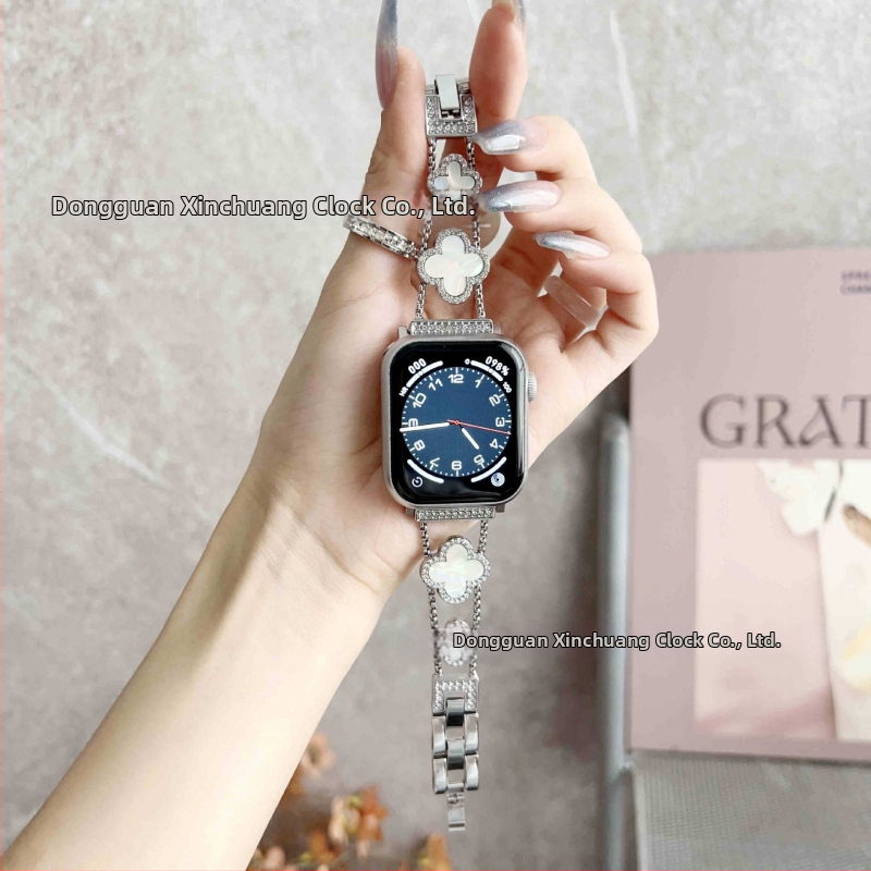 Gucini nerūdijančio plieno laikrodžio dirželis su keturių lapų dobilo motyvu Apple Watch, 20/22 mm, 45 g