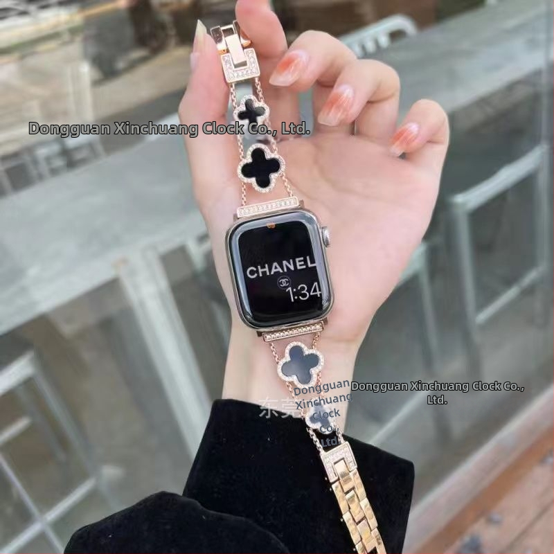 Gucini nerūdijančio plieno laikrodžio dirželis su keturių lapų dobilo motyvu Apple Watch, 20/22 mm, 45 g