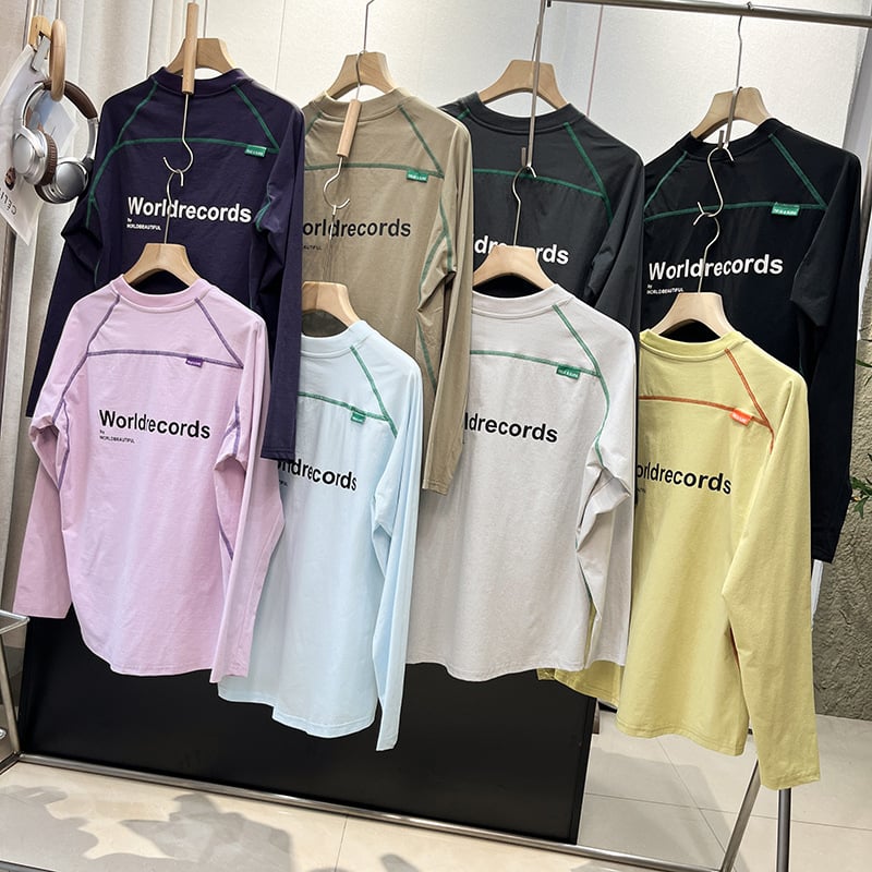 Sportiniai marškiniai su ilgomis rankovėmis laisvo kirpimo, dryžuotas raštas, apvalus kaklas, 96% poliesteris