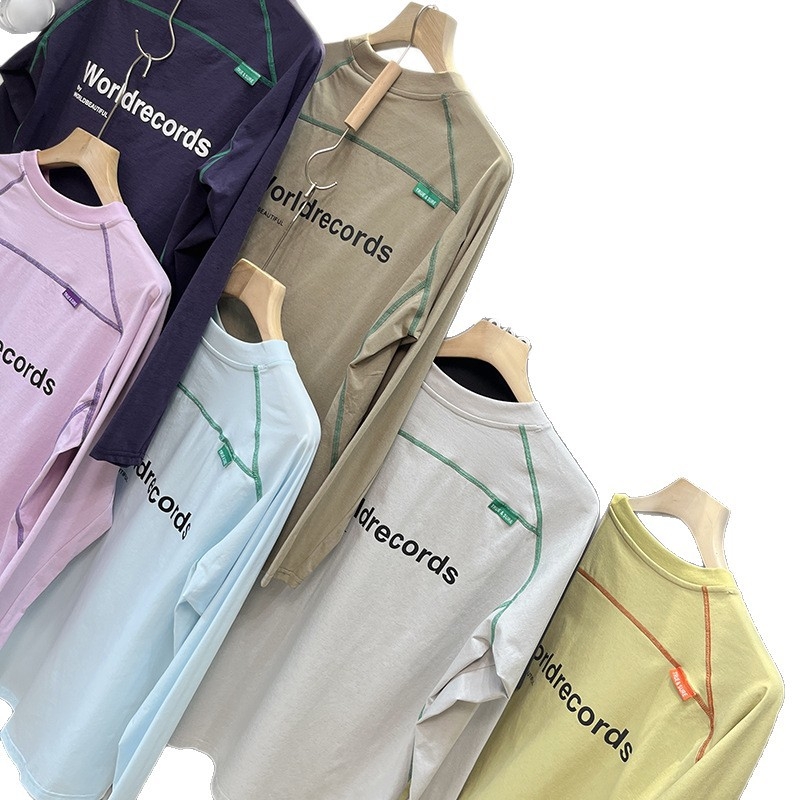 Sportiniai marškiniai su ilgomis rankovėmis laisvo kirpimo, dryžuotas raštas, apvalus kaklas, 96% poliesteris