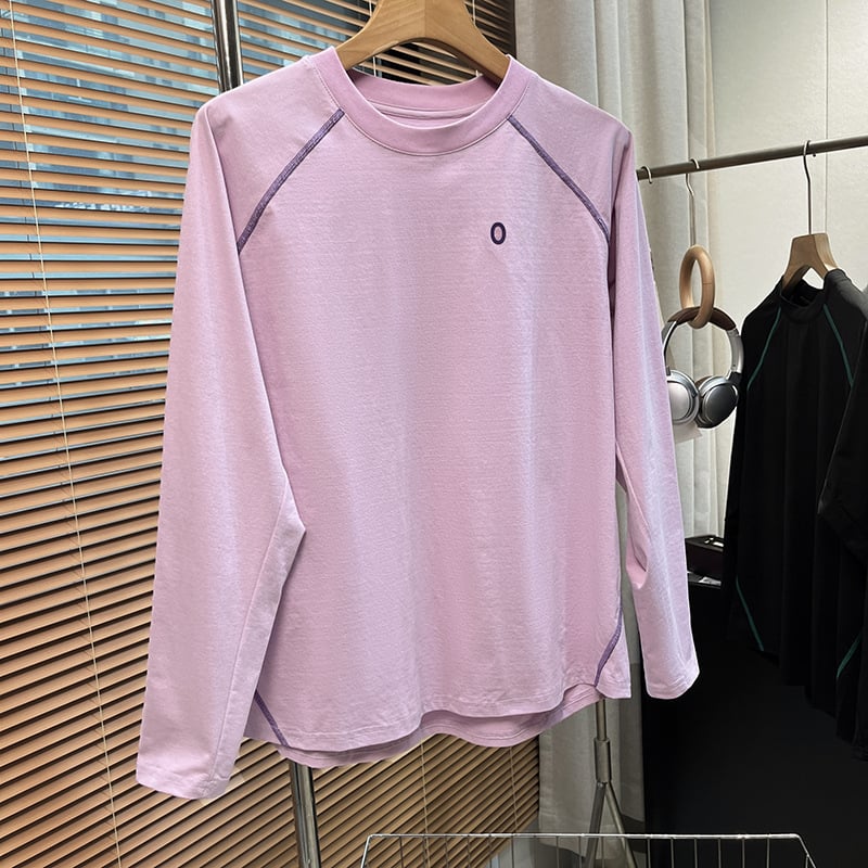 Sportiniai marškiniai su ilgomis rankovėmis laisvo kirpimo, dryžuotas raštas, apvalus kaklas, 96% poliesteris