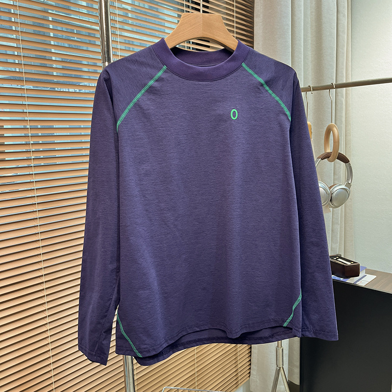 Sportiniai marškiniai su ilgomis rankovėmis laisvo kirpimo, dryžuotas raštas, apvalus kaklas, 96% poliesteris