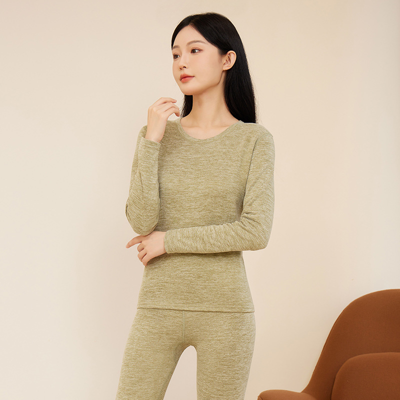 Unisex termalni set donjeg rublja — mješavina vune i svile, viskoze, spandeksa i poliestera; velur završetak; srednja težina; okrugli vrat, dugi rukavi; gornji dio + hlače