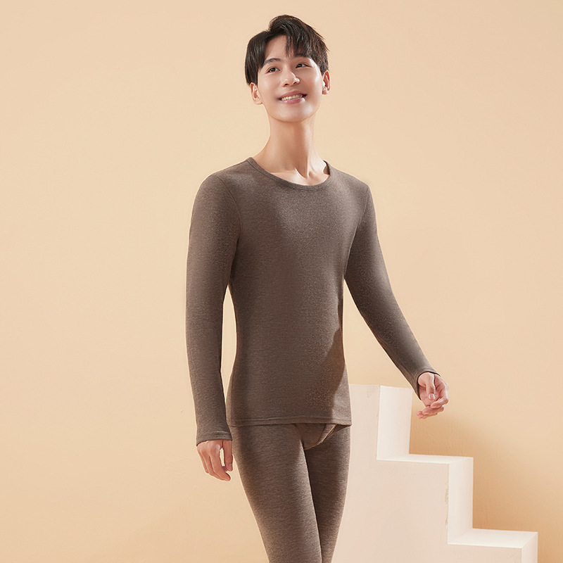 Unisex termalni set donjeg rublja — mješavina vune i svile, viskoze, spandeksa i poliestera; velur završetak; srednja težina; okrugli vrat, dugi rukavi; gornji dio + hlače