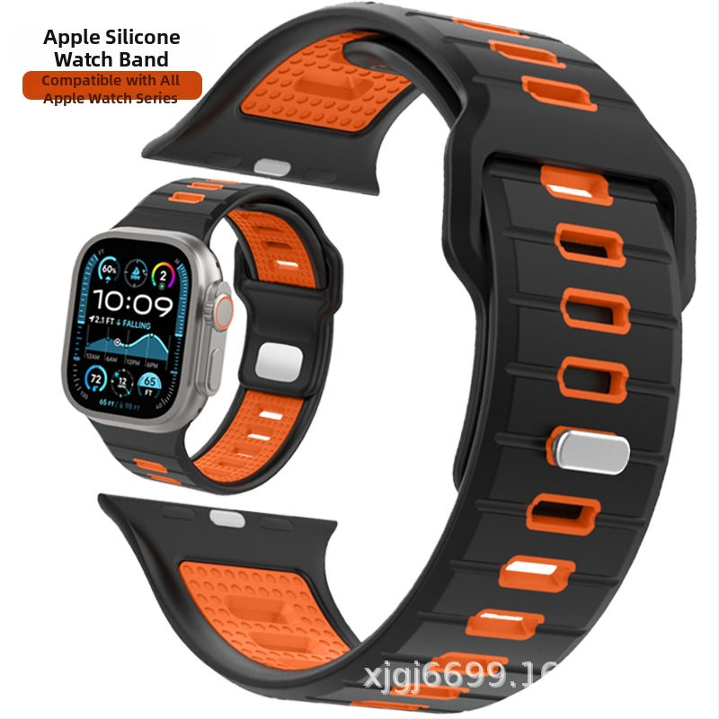 Siliconinė Apple Watch juostelė, madingas dizainas, 25 g, spaudžiamasis užsegimas, pritaikomos jungties konfiguracijos