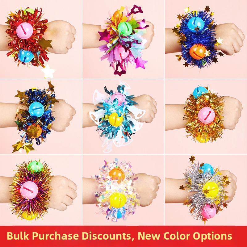 Elastický náramok s kvetom na zápästie pre deti so zvončekom na tanečné vystúpenia