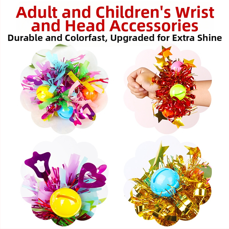 Elastický náramok s kvetom na zápästie pre deti so zvončekom na tanečné vystúpenia