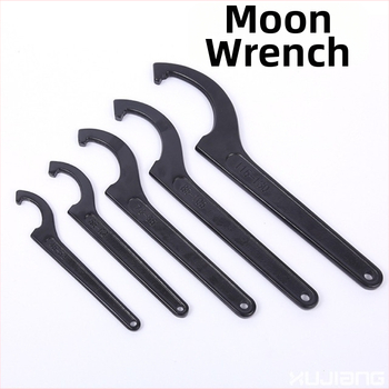 Kablyno galvos pusmėnulio formos veržlė, smūgiams atsparus santechnikos remonto įrankis vandens skaitiklio dangčiui; Medžiaga: 45# plienas; Dizainas: šoninė skylė apvaliajai užkurnei