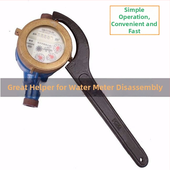 Kablyno galvos pusmėnulio formos veržlė, smūgiams atsparus santechnikos remonto įrankis vandens skaitiklio dangčiui; Medžiaga: 45# plienas; Dizainas: šoninė skylė apvaliajai užkurnei