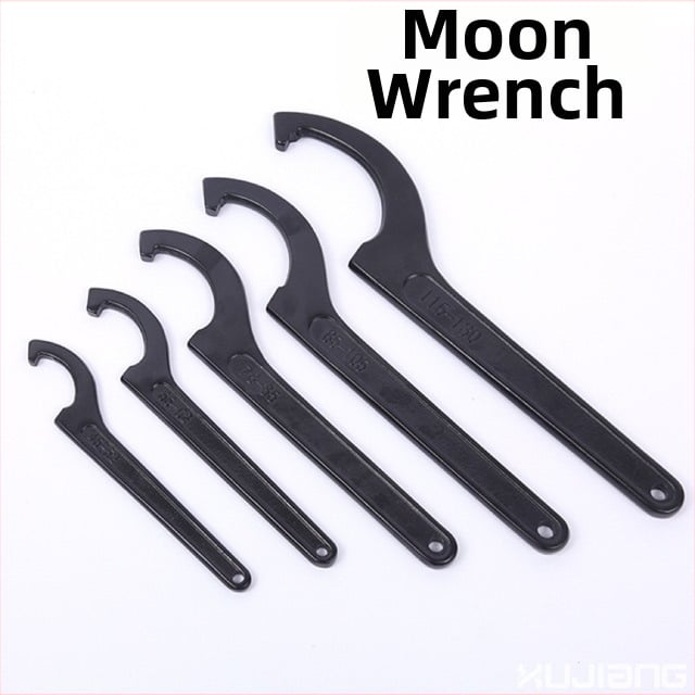 Kablyno galvos pusmėnulio formos veržlė, smūgiams atsparus santechnikos remonto įrankis vandens skaitiklio dangčiui; Medžiaga: 45# plienas; Dizainas: šoninė skylė apvaliajai užkurnei