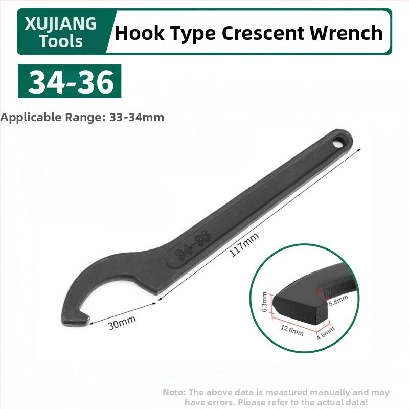 Kablyno galvos pusmėnulio formos veržlė, smūgiams atsparus santechnikos remonto įrankis vandens skaitiklio dangčiui; Medžiaga: 45# plienas; Dizainas: šoninė skylė apvaliajai užkurnei