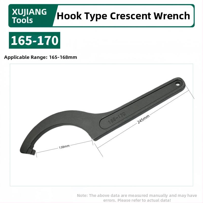 Kablyno galvos pusmėnulio formos veržlė, smūgiams atsparus santechnikos remonto įrankis vandens skaitiklio dangčiui; Medžiaga: 45# plienas; Dizainas: šoninė skylė apvaliajai užkurnei