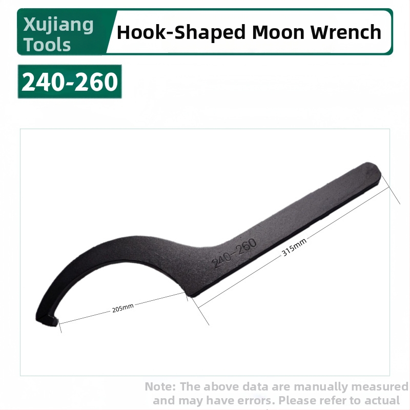 Kablyno galvos pusmėnulio formos veržlė, smūgiams atsparus santechnikos remonto įrankis vandens skaitiklio dangčiui; Medžiaga: 45# plienas; Dizainas: šoninė skylė apvaliajai užkurnei