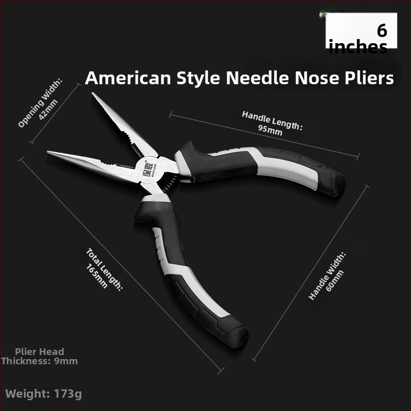 Клещи с игловиден нос и диагонален нос за електротехници, спестяващи усилия, индустриално качество, ръчни клещи
