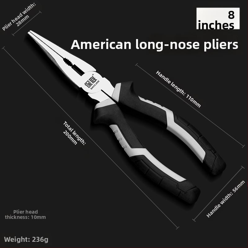 Клещи с игловиден нос и диагонален нос за електротехници, спестяващи усилия, индустриално качество, ръчни клещи