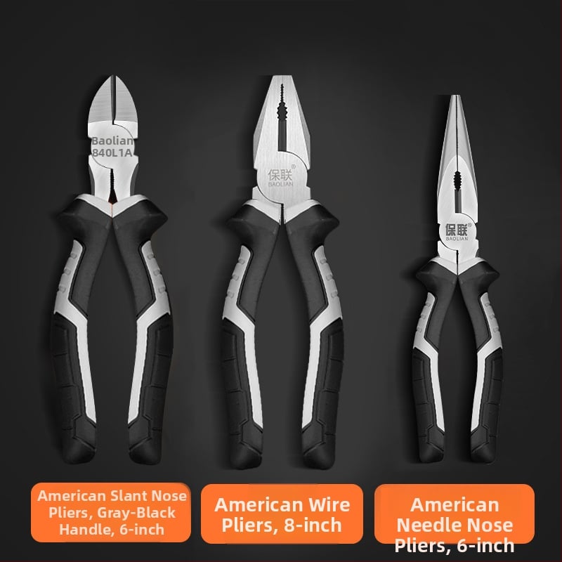 Клещи с игловиден нос и диагонален нос за електротехници, спестяващи усилия, индустриално качество, ръчни клещи