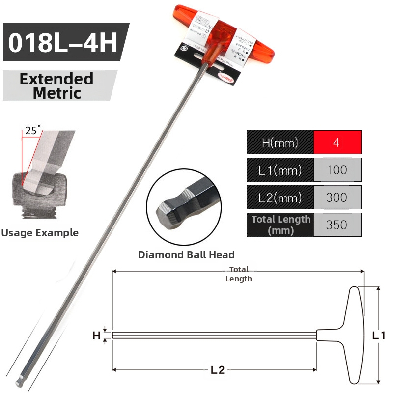 Σετ κατσαβιδιών με εξάγωνη υποδοχή και επεκτειόμενη λαβή Τ, μοντέλο 018l–2h, χρωμιοβάνιο ατσάλι, μετρικό, προέλευση Ιαπωνία