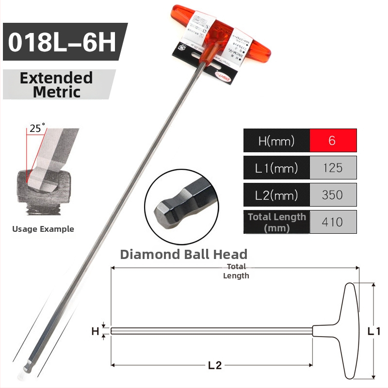 Σετ κατσαβιδιών με εξάγωνη υποδοχή και επεκτειόμενη λαβή Τ, μοντέλο 018l–2h, χρωμιοβάνιο ατσάλι, μετρικό, προέλευση Ιαπωνία