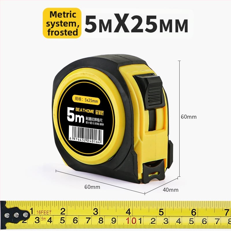 Рулетка с ABS удебелен корпус, износоустойчива халка, Luban стоманена лента, метрични и инчови формати