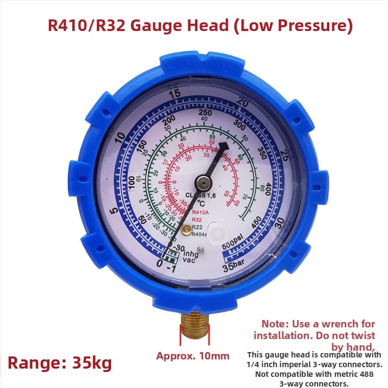Συσκευή βαλβίδων: διακόπτης και τριόδρομη βαλβίδα, πιεσόμετρο, οπτικό παράθυρο ψυκτικού, εκκενωτικό βαλβίδας