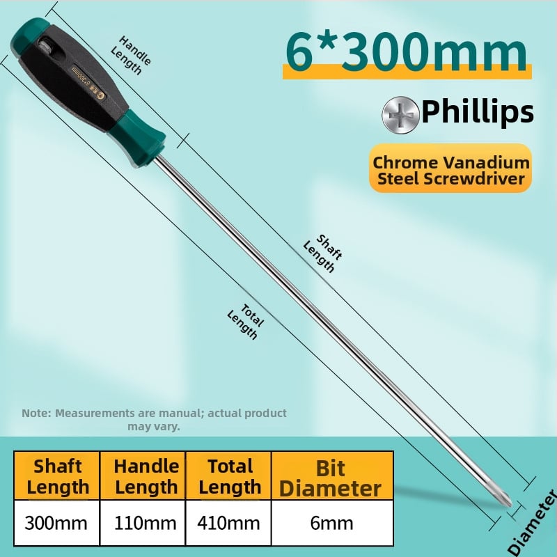 Εκτεταμένο κατσαβίδι με κεφαλές Phillips και επίπεδη, μακρύ άξονας και μακριά λαβή, χρωμιο-βανάδιο ατσάλι